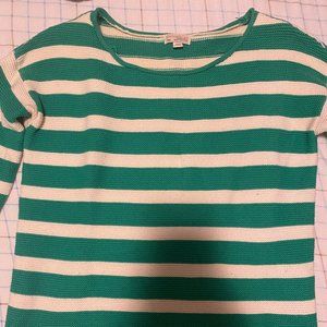 Gap Long Sleeve sweater. Green and white stripes. Size S.